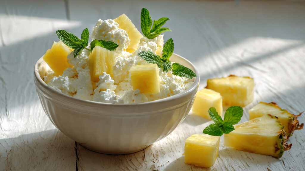 cottage cheese with pineapple healthy snack idea