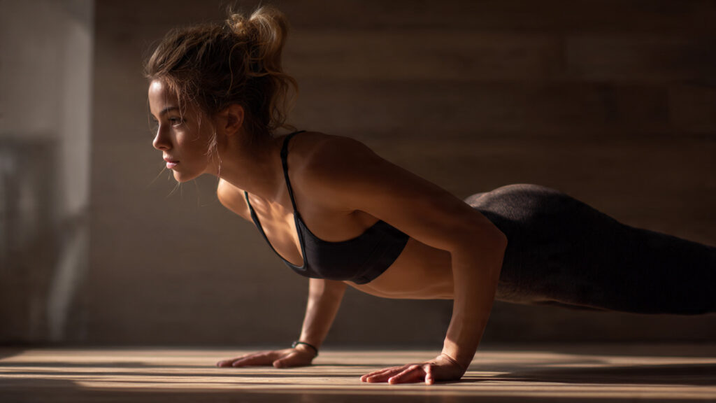 Mountain climbers home exercise for flat stomach and fat burn.