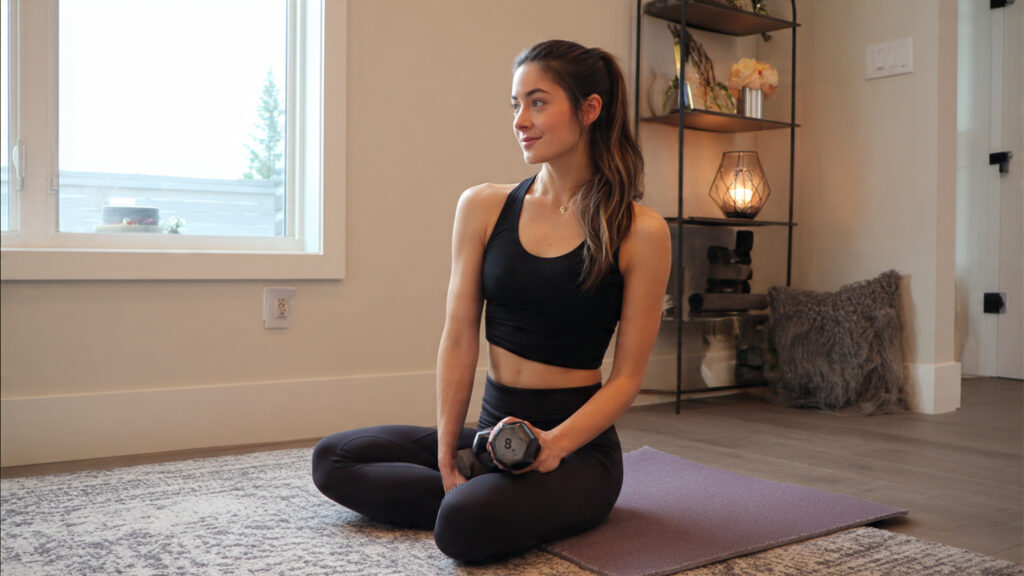 Russian twist exercise for flat stomach at home routine.