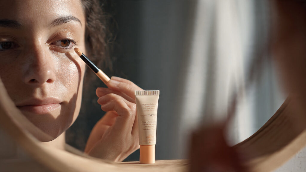 applying concealer under eyes for natural makeup look
