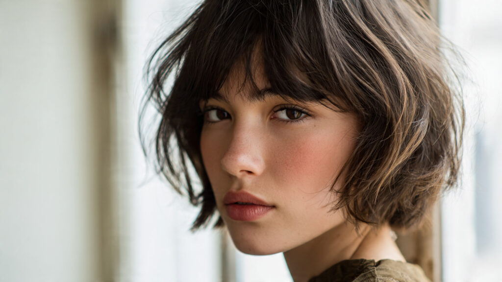 short layered bob with bangs hairstyle