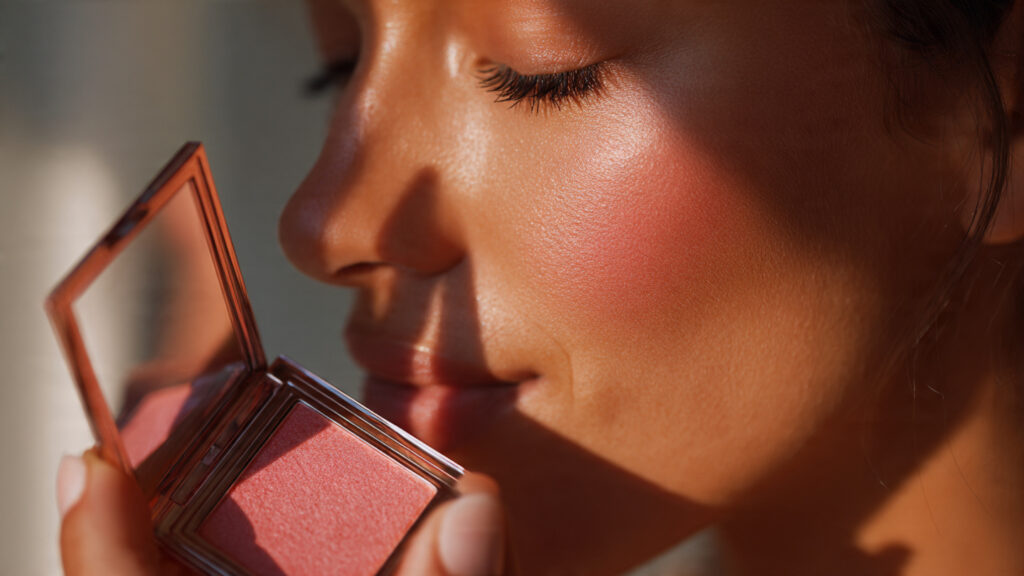 applying cream blush for soft natural makeup glow
