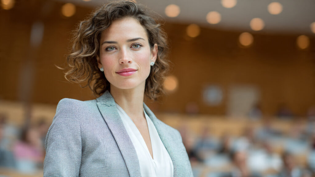 Light grey suit career fair outfit inspiration.